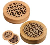 Omnikryp 2 Pièces Diffuseurs en Bambou, 2.2 x 9cm Boîte de Diffuseur D'aromathérapie Ronde en Bambou, Diffuseur en Bois Massif, Respectueux de l'environnement, Convient pour Chambre à Coucher, Bureau