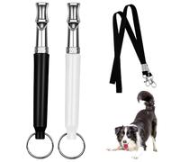 Omnikryp 2 Pièces Sifflet à Ultrasons pour Chien, Sifflet Chien Rappel Professionnel, Rappel avec Lanière, Aides à la Formation Comportementale (Noir, Blanc)