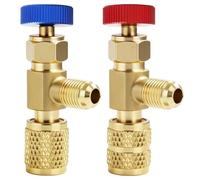 Omnikryp 2 Pièces Soupape de Sécurité, 1/4" 5/16" Adaptateur de Valve de Réfrigérant, Vanne de Débit de Climatisation, Soupape de Sécurité Liquide Adaptateur pour Réfrigérant R22 R32 R410