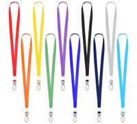 Omnikryp 30 Pièces Cordon Badge Tour de Cou, Porte Badge Strap Lanière, Courroie de Cou de Lanière en Polyester, avec Clip de Fixation Et Boucle Métallique, pour Porte-Carte Identité (10 Couleurs)