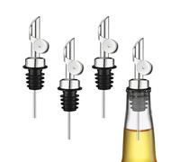 Omnikryp 4 Pièce Bec Verseur Huile d'olive, Bec Verseur Alcool Acier Inoxydable, Bouchon Verseurs Huile d'olive avec Fermeture Automatique, pour Liqueur, Vin, Huile, Cocktail, Jus, Vinaigre
