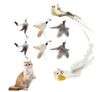 Omnikryp 8 Pièces Jouet à Plumes pour Chats, Jouet Chat Interactif, Oiseau Volant pour Chat, Réveille l'Instinct de Chasseur, pour l'intérieur Chatons