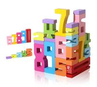 Omnikryp Blocs en Bois Numériques, Jouets à Blocs de 1 à 10 Chiffres, Construction D'empilage Numérique, Jeu éducatif Number
