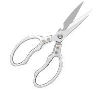 Omnikryp Ciseaux de Cuisine, Ciseaux à Volaille en Acier Inoxydable avec Fonction Dentelée, Ciseau avec Poignées en Métal, Ciseau Multiusage pour Viande Volaille Poisson Poulet Grille Os Noix, Argent