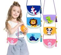 Omnikryp Kit DIY Sac à Main à Coudre, Kit Couture Enfant avec Aiguilles en Plastique, Couture Créatif pour Enfant Cadeau de Bricolage pour Educatifs, À Partir de 6 ans Adapté Aux Débutants