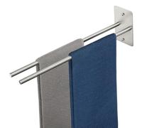 Omnikryp Porte Serviette, Adhésif Double Porte Serviette Murale sans Perçage en Acier Inoxydable, pour Salle de Bain, Cuisine, Salle de Bain, Montage à Vis ou Adhésif, Argent Brossé, 40 cm