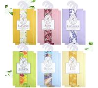 Omnikryp Sachet Parfumé Armoire, Parfum de Garde Robe avec Crochet, Air Fresheners for Drawer, Répulsif Mites, pour Tiroirs, Armoires, et Garde Robes, 12 sachets, 6 parfums