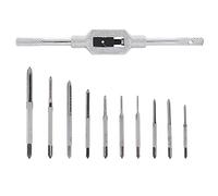 Omninmo Lot de 11 mini tarauds métriques avec vis manuelle en acier rapide M1 M1.2 M1.4 M1.6 M1.7 M1.8 M2 M2.5 M3 M3.5 Clé à taraud réglable pour réparation de machines à bois