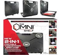 OmniShelf Station de travail portable, boîte à outils magnétique, support pour ordinateur portable avec capacité de 18 kg, poste de travail mains libres, se fixe au CVC, camions, murs, poteaux, etc.