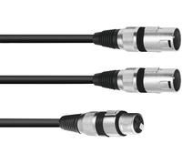 Omnitronic 30225205 XLR Câble adaptateur [1x XLR femelle 3 pôles - 2x XLR mâle 3 pôles] 1.50 m noir