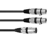 Omnitronic 30225210 XLR Câble adaptateur [1x XLR mâle 3 pôles - 2x XLR femelle 3 pôles] 1.50 m noir