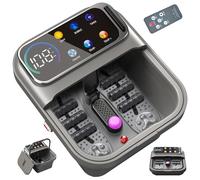 Omnqira Baignoire spa pliable pour les pieds avec chaleur et bulles, baignoire portable avec écran tactile XL, contrôle de la température et rouleaux de massage, spa pédicure à domicile pour soulager