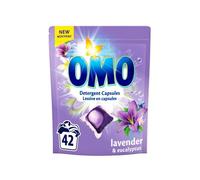OMO Capsules de lavage à la lavande - Élimine les taches puissantes, fraîcheur durable jusqu'à 14 jours - Contrôle des odeurs - Capsules de lessive compatibles avec les détergents à froid - 42