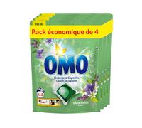 OMO Capsules Lessive Orchidée Blanche & Menthe | Pods Détergent Bio Concentré | Parfum Longue Durée 14 Jours | Anti-Taches Puissant | Efficace à 30°C | 168 Capsules 20g (Lot de 4)