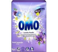 OMO Lessive en poudre lavande et menthe, 5 kg, 100 lavages, sans phosphate, en poudre