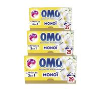 OMO - Lessive liquide en capsules 3 en 1 Oui pour Tahiti - 87 lavages - Monoi - propreté éclatante & parfum longue durée aux essences naturelles (lot de 3x29)