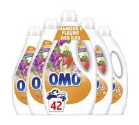 OMO Lessive Liquide Mangue d'Évasion Parfum Fleurs des Îles, 210 Lavages | Lessive liquide aux essences naturelles, parfum exotique longue durée, détachant dès 30 degrés, testée dermatologiquement