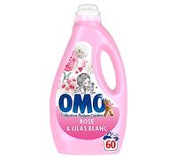 Omo Lessive liquide Rose et lilas blancs - 60 lavages - parfum longue durée aux essences naturelles - peaux sensibles - 2,7L
