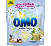 OMO Lot de 42 capsules de lessive parfum savon de Marseille et fleurs de printemps