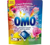 OMO Rose Blossom Laundry Capsules - 168 Capsule (42 Capsule x 4 Pack) 20g Each - Powerful Stain Removal with Long-Lasting Fragrance, Up to 14 days of wash-to-wash freshness, Dissolves fast