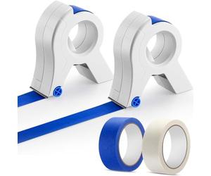 omolly Lot de 2 applicateurs de ruban de peinture de masquage avec ruban adhésif blanc bleu de 3,6 cm chacun