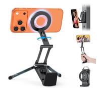 OMOTON Aluminium Trépied Magnétique pour Téléphone, Rotation à 360° Monture Tripod pour MagSafe, Adapté au Salle de Sport, Vlog, Avion & Gadgets de Voyage, pour iPhone 17/16/15/14 Pro Max Air, Noir