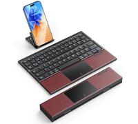 OMOTON Clavier Bluetooth pliable avec pavé tactile, mini clavier portable sans fil de voyage avec 3 canaux Bluetooth pour iOS Android Windows ordinateur portable PC tablette smartphone, QWERTZ