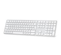 OMOTON Clavier Bluetooth,rechargeable pour Mac OS, disposition italienne avec pavé numérique, compact avec MacBook Air/Pro/iMac, trois modes Bluetooth et design ergonomique (blanc)