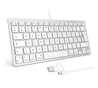 OMOTON Clavier Filaire pour Mac, Clavier Compact Portable à Double Interface USB et Type-C Compatible avec Apple Mac Pro/Mini, MacBook Pro/Air, iMac Pro, AZERTY Français, Argent