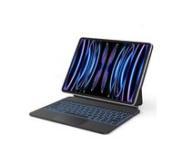 OMOTON Clavier pour iPad Air 13" 2024 (M2), iPad Pro 12.9" 6e/5e/4e/3e Gén, Magic Keyboard avec Trackpad Multi-Touch et Rétroéclairage, Coque Pro 12.9 avec Clavier AZERTY, Noir