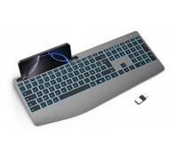 OMOTON Clavier sans Fil Rétroéclairé avec Repose-Poignet, 2,4G Wireless Keyboard Rechargeable, Ergonomique AZERTY Français pour Windows