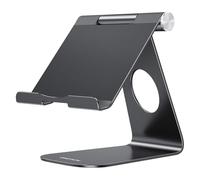 OMOTON Support de Tablette en Aluminium, réglable et Durable, Support de Bureau Compatible avec iPad 10.9/10.2, iPad Pro 13/12.9/11, iPad Air 6/5/Mini, Samsung Tablet et Plus Encore jusqu'à 13", Noir