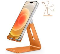 OMOTON Support de téléphone portable en aluminium - Réglable - Multi-angle - Compatible avec iPhone 17/16/15/14 Pro Max Air, orange