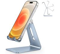 OMOTON Support de téléphone portable en aluminium réglable multi-angle - Compatible avec iPhone 17/16/15/14 Pro Max Air - Bleu