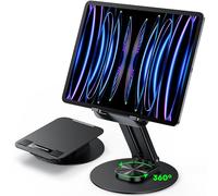 OMOTON Support Tablette Support iPad, Pivotant Support Tablette Bureau pour avec Base métallique rotative à 360, Réglable Supports pour Tablette Tactile pour Tous 4.7"-13" Tablettes