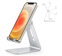 OMOTON, Support Téléphone Bureau Multi-Angles Réglable, Support Téléphone Portable en Aluminium Compatible avec iPhone 13 Pro/13/12 Pro Max/12/11 Pro/XR, Samsung S20/S10/S9, Argenté