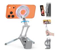 OMOTON TP02 Aluminium Trépied Magnétique pour Téléphone, Rotation à 360° Tripod pour MagSafe, Adapté au Salle de Sport, Vlog, Avion & Gadgets de Voyage, pour iPhone 17/16/15/14 Pro Max Air, Argent