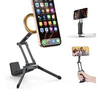 OMOTON Trépied Magnétique en Aluminium pour Téléphone, Rotation à 360° Monture Tripod, Support Téléphone Portable Réglable pour iPhone 16/15/14/13 Pro Max, Idéal pour Salle de Sport, Vidéo, Vlog