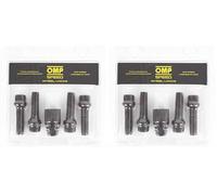 OMP JEU DE 4 VIS ANTIVOL JANTES M12X1.25 FILETAGE LONGUEUR 40MM FORME CONIQUE, Noir (Lot de 2)