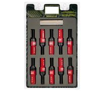 OMP SPEED Set 20 Boulons de Roue Noir avec M12X1.25 Métrique 17-19 Long Fileté 28MM avec Protecteur en Aluminium Rouge 7075 + DIN 12.9