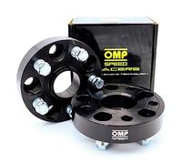 OMP Speed Jeu de 2 Élargisseurs de Voie (Entretoise de Roue) Centrés/Bifixation Épaisseur: 30 mm PCD: 5x112 CB: 57,1 OD: 150 Boulon x10 M14x1,5 Aluminium Noir - OMPS09143001