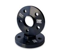 OMP Speed Jeu de 2 Élargisseurs de Voie (Entretoise de Roue) Centrés Épaisseur: 15 mm PCD: 5x100 CB: 57,1 OD: 139 Boulon x20 M14x1,5 Conique + 14x1,5 Sphérique + Antivol Aluminium Noir - OMPS08401501
