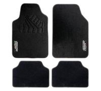 OMP SPEED Lot de 4 Tapis de Voiture universels antidérapants en Moquette Velours Lavable, Logo avec Drapeau Italien, avec Talonnette, Couleur Noire