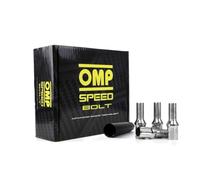 OMP SPEED Set 20 boulons de roue avec clé filetée longue métrique M12X1.25 17/19 de couleur argentée 27MM et matériau DIN 10.9