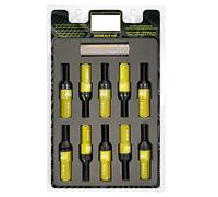 OMP SPEED Set 20 Boulons de Roue Noir avec M12X1.5 Métrique 17-19 Long Fileté 28MM avec Protecteur en Aluminium Jaune 7075 + DIN 12.9