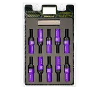 OMP SPEED Set 20 Boulons de Roue Noir avec M12X1.5 Métrique 17-19 Longue Clé filetée 28MM avec Protecteur en Aluminium Violet 7075 + DIN 12.9