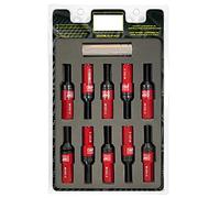 OMP SPEED Set 20 Boulons de Roue Noir avec M12X1.5 Métrique 17-19 Longue Clé filetée 28MM avec Protecteur en Aluminium Rouge 7075 + DIN 12.9