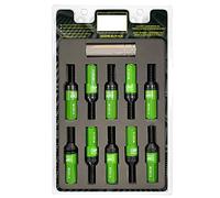 OMP SPEED Set 20 Boulons de Roue Noir avec M12X1.5 Métrique 17-19 Longue Clé filetée 28MM avec Protecteur en Aluminium Vert 7075 + DIN 12.9