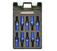 OMP SPEED Set 20 Boulons de Roue Noir avec M14X1.25 Métrique 17-19 Long Fileté 28MM avec Protecteur en Aluminium Bleu 7075 + DIN 12.9