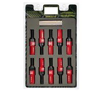 OMP SPEED Set 20 Boulons de Roue Noir avec M14X1.5 Métrique 17-19 Clé Longue Filetée 28MM avec Protecteur en Aluminium Rouge 7075 + DIN 12.9